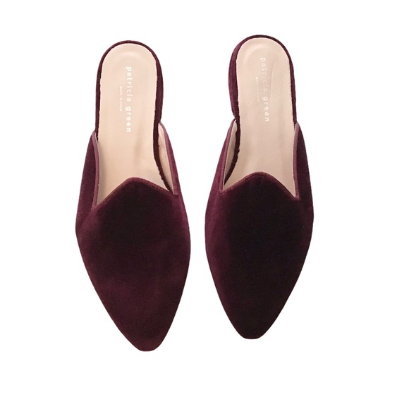 Patricia Green 9 Gianna Slip On Velvet Wine Mules - Picture 4 of 9